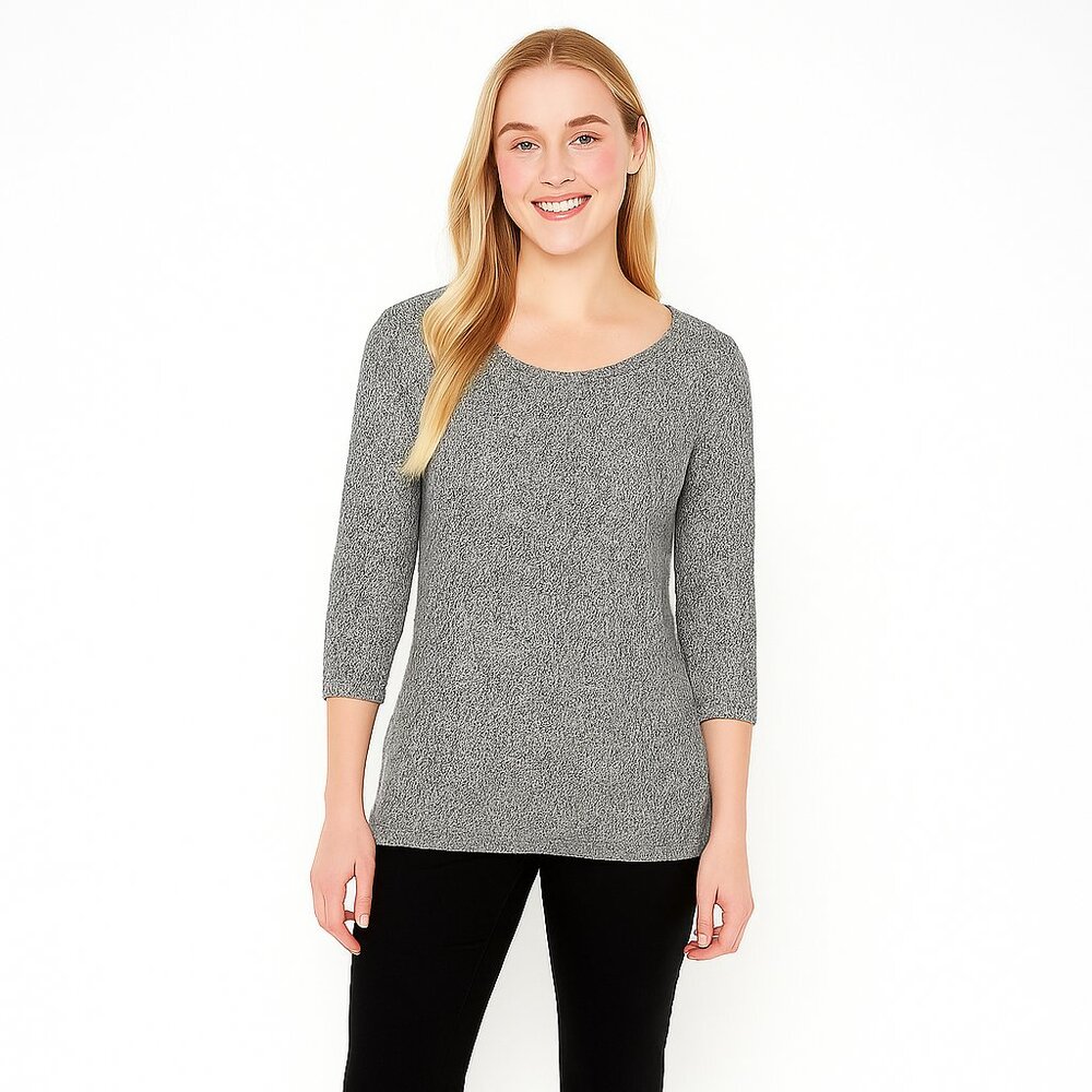 2/$30 White House Black Market Sequin Blouson Sweater Pullover Gray XXS #A0733